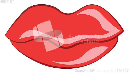 Image of A beautiful lip painted with glossy red lipstick vector color dr