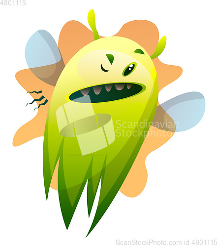 Image of Angry cartoon little green mpnster vector illustartion on white 