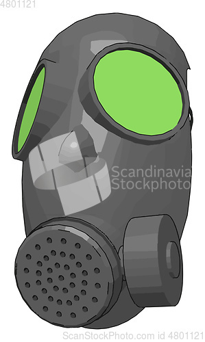 Image of Grey gas mask with green detailes vector illustration on white b