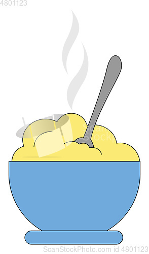 Image of Clipart of a giant blue bowl filled with the steaming porridge v