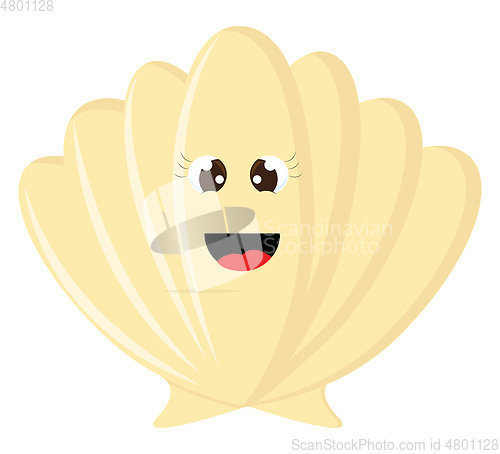 Image of A brown-colored clam-shaped seashell laughing vector or color il
