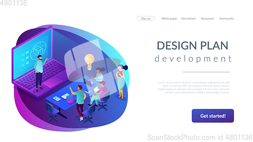Image of Design strategy isometric 3D landing page.