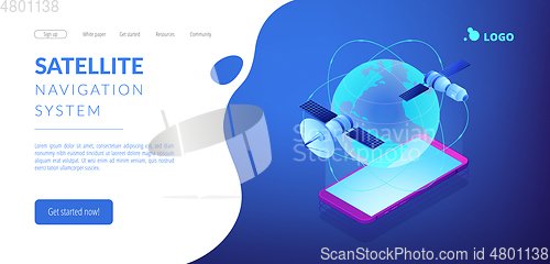 Image of Global web connection isometric 3D landing page.