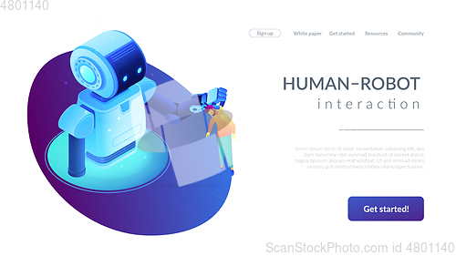 Image of Human-robot interaction isometric 3D landing page.