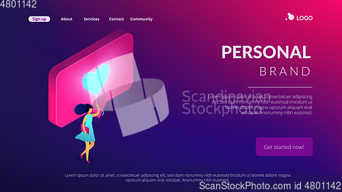 Image of Sharing content online isometric 3D landing page.