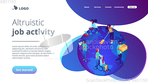 Image of Volunteering isometric 3D landing page.