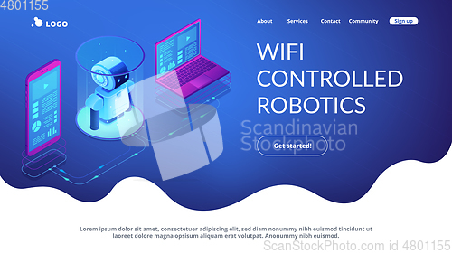 Image of WiFi controlled robotics isometric3D landing page.