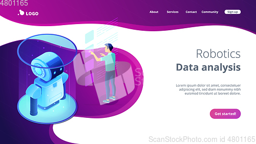 Image of Robotics data analysis isometric 3D landing page.