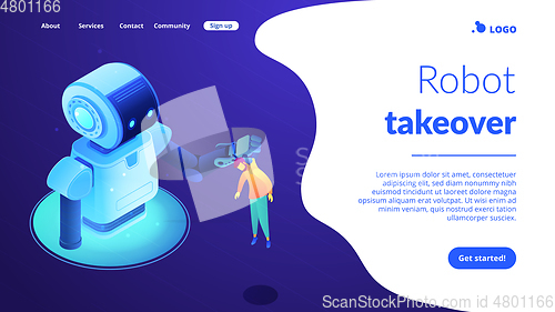 Image of Human-robot interaction isometric 3D landing page.