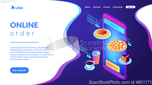 Image of Online order isometric 3D landing page.