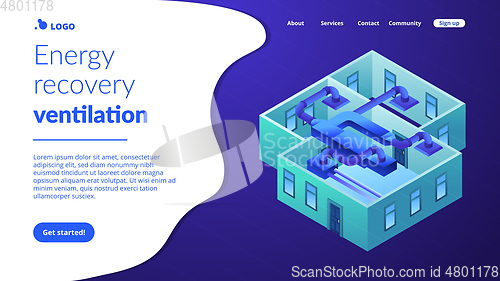 Image of Ventilation system concept isometric 3D landing page.