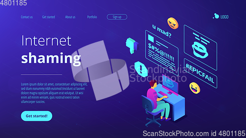 Image of Internet shaming isometric 3D landing page.