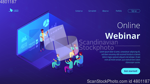 Image of Webinar isometric 3D landing page.