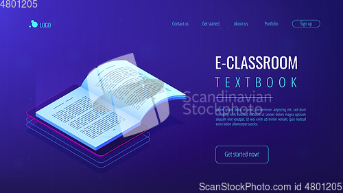 Image of Digital reading isometric 3D landing page.