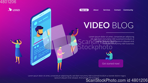 Image of Vlog isometric 3D landing page.