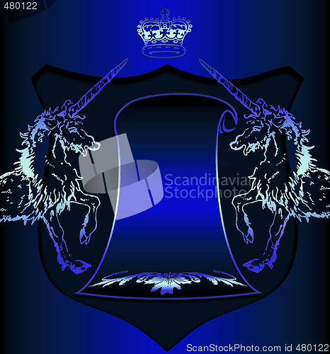 Image of Heraldic symbols on blue