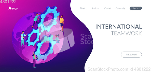 Image of International business isometric 3D landing page.