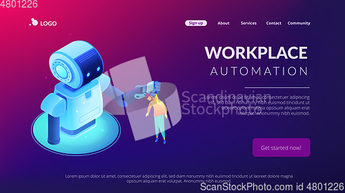 Image of Human-robot interaction isometric 3D landing page.