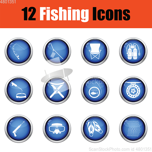 Image of Fishing icon set. 