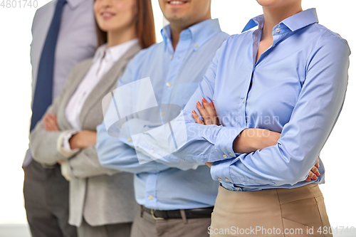 Image of close up of smiling business people at office