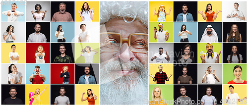 Image of Emotional Santa Claus and his entourage greeting with New Year a