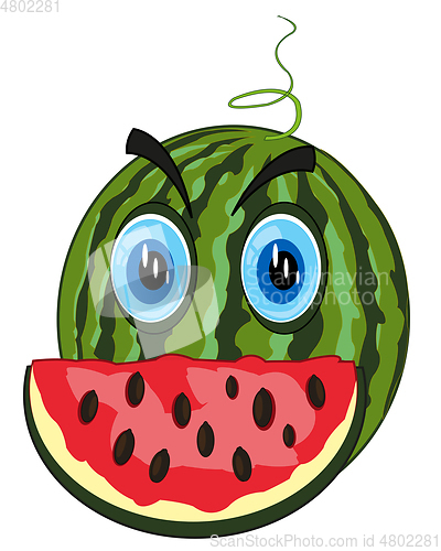 Image of Cartoon of the ripe fruit watermelon with eye