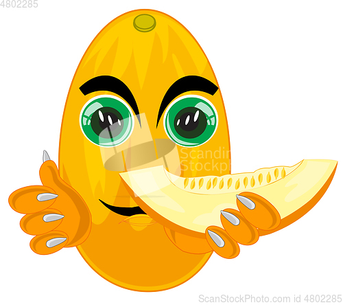 Image of Comic illustration of the cartoon of the alive vegetable ripe melon