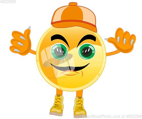 Image of Vector illustration of the alive golden coin cartoon