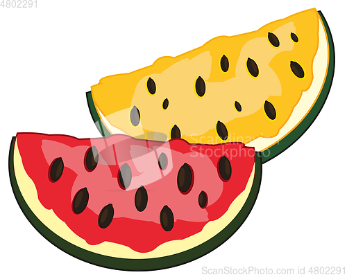 Image of Slices of the watermelon red and wanted sort