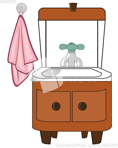 Image of Washstand and towel on white background is insulated