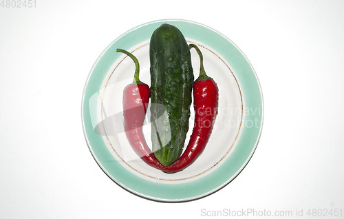 Image of cucumber and hot red pepper