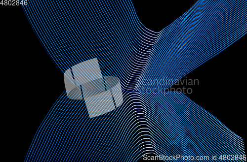 Image of Bright neon line designed background, shot with long exposure, blue