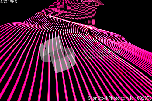 Image of Bright neon line designed background, shot with long exposure, pink