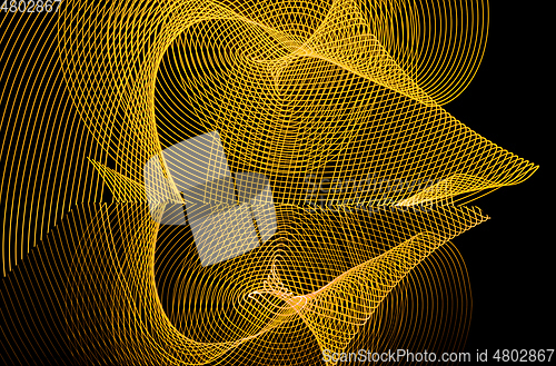 Image of Bright neon line designed background, shot with long exposure, yellow gold