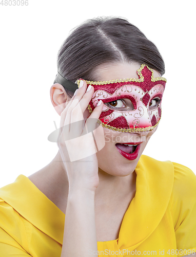 Image of Portrait of a Young Woman with a Mask