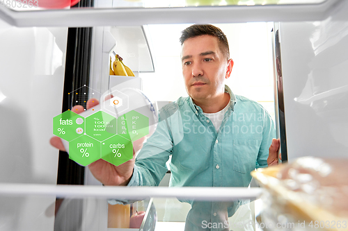 Image of man taking food from fridge at kitchen