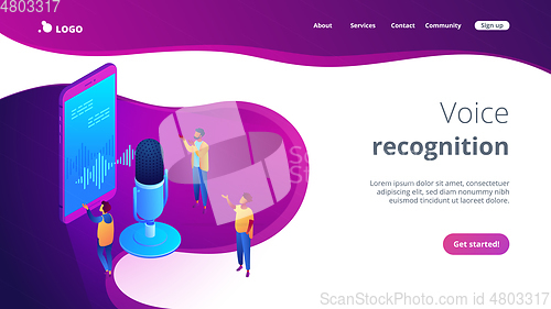 Image of Personal voice assistant isometric 3D landing page.