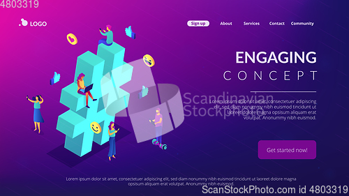 Image of Hashtag tracking isometric 3D landing page.