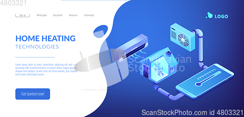 Image of Air conditioning concept isometric 3D landing page.