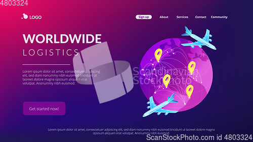 Image of Global transportation system isometric 3D landing page.