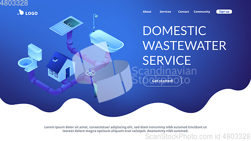 Image of Sewerage system concept isometric 3D landing page.