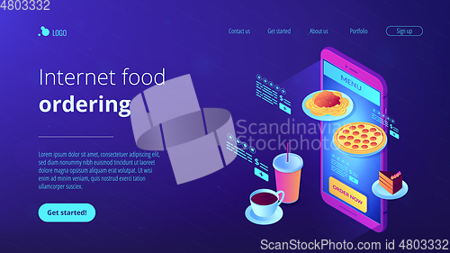 Image of Online order isometric 3D landing page.