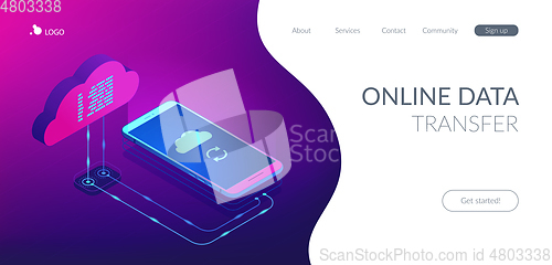 Image of Cloud connection isometric 3D landing page.