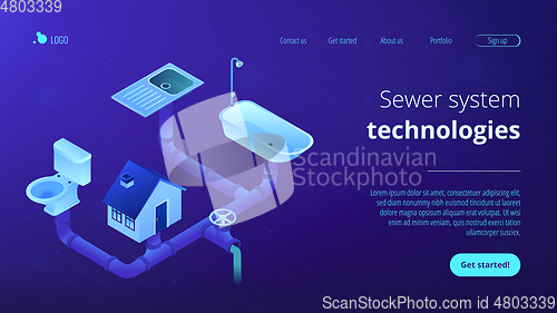 Image of Sewerage system concept isometric 3D landing page.