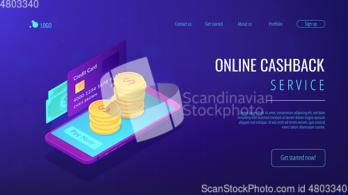Image of Money transfer isometric 3D landing page.
