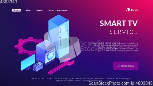 Image of Repair of household appliances concept isometric 3D landing page.