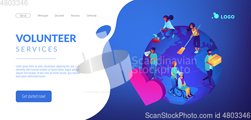 Image of Volunteering isometric 3D landing page.