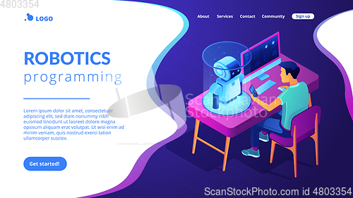 Image of Robotics programming isometric3D landing page.