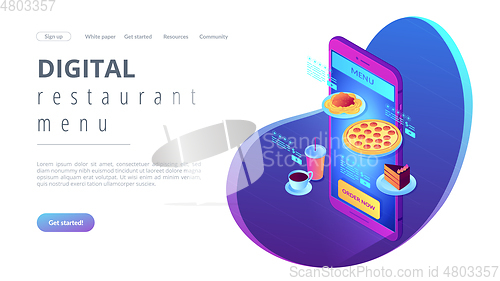 Image of Online order isometric 3D landing page.