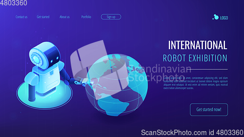 Image of Robotics network isometric 3D landing page.